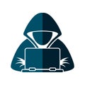 Hacker laptop icon. Simple illustration of hacker laptop vector icon