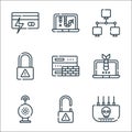 hacker line icons. linear set. quality vector line set such as modem, unlock, spy, hacker, firewall, cyber security, hacker,