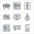 hacker line icons. linear set. quality vector line set such as phishing, fraud, access, bitcoin, caution, alert, data theft, Royalty Free Stock Photo