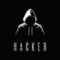 Hacker logo. Computer hacker, guy in a hoodie