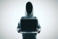 No face hacker with laptop