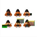 A Hacker orange gummy candy C character mascot with