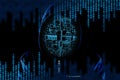 Hacker over a screen with binary code