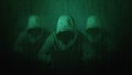 Hacker over a screen with binary code.Cyber Security concept