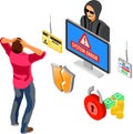 Hacker Phishing Activity Isometric Concept Royalty Free Stock Photo