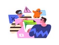 Hacker phishing passwords, personal data in internet. Thief cheats, steals money from banking account. Hacking, scam