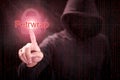 Hacker pointing Petrwrap ransomware cyber attack