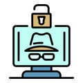Hacker protected icon color outline vector Royalty Free Stock Photo