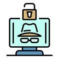 Hacker protected icon color outline vector Royalty Free Stock Photo