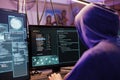 Hacker running illegal malware on screen Royalty Free Stock Photo