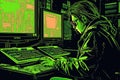 Hacker\'s Den: A Suspenseful Cyberworld Adventure Royalty Free Stock Photo