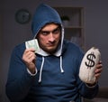 Hacker with sack of money Royalty Free Stock Photo