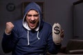 The hacker with sack of money Royalty Free Stock Photo