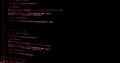 hacker scrolls program code on notebook computer, cyber security