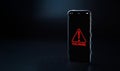 Hacker security cyber attack smartphone. Digital mobile phone isolated on black. Internet web hack technology. Login and Royalty Free Stock Photo