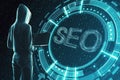 Hacker with seo hologram