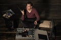 Hacker at service center workshop or man fix hardware Royalty Free Stock Photo