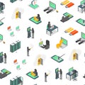 Hacker Signs 3d Seamless Pattern Background Isometric View. Vector