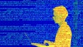 Hacker silhouette data security encryption man