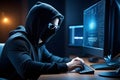 hacker stealing data from a computer. Generative AI Royalty Free Stock Photo