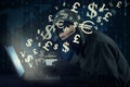 Hacker stealing money with online transaction Royalty Free Stock Photo