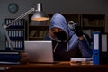 The hacker stealing personal data from home computer Royalty Free Stock Photo