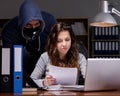 Hacker stealing personal data from home computer Royalty Free Stock Photo
