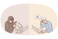 Hacker steals money from elderly man using laptop with internet, using psychological manipulation Royalty Free Stock Photo