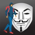 Hacker student walking vector illustration