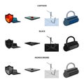 Hacker, system, connection .Hackers and hacking set collection icons in cartoon,black,monochrome style vector symbol Royalty Free Stock Photo