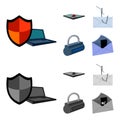 Hacker, system, connection .Hackers and hacking set collection icons in cartoon,monochrome style vector symbol stock Royalty Free Stock Photo