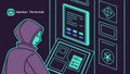 Hacker terminal interface, cyber security, coding, digital tech vector design Generative AI