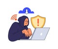 Hacker trying to break in encrypted data
