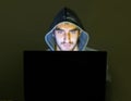 Hacker trying to scam people online Royalty Free Stock Photo