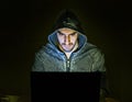 Hacker trying to scam people online Royalty Free Stock Photo