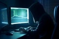 Hacker typing computer. Concept of cybercrime, cyberattack, dark web. AI generated Royalty Free Stock Photo