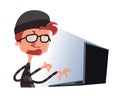 Hacker typing on a computer illustration cartoon character