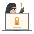 Hacker unlock icon cartoon vector. Cyber attack