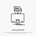 Hacker, User, Gamer, Programmer Line Icon Vector