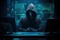 Hacker using abstract laptop with binary code digital interface, cyber war Hacking, and malware concept Royalty Free Stock Photo