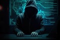 Hacker using abstract laptop with binary code digital interface, cyber war Hacking, and malware concept Royalty Free Stock Photo