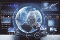 Hacker using computer on abstract digital background Royalty Free Stock Photo