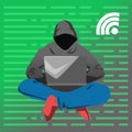 Hacker is using computer to attack vector illustration Royalty Free Stock Photo