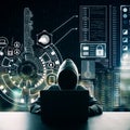 Hacker using digital interface Royalty Free Stock Photo