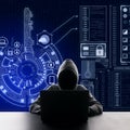 Hacker using digital interface Royalty Free Stock Photo