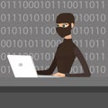Hacker using laptop to steal information. Royalty Free Stock Photo