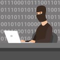 Hacker using laptop to steal information. Royalty Free Stock Photo