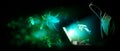 A hacker using malicious programs attacks