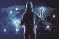 Hacker using padlock interface Royalty Free Stock Photo