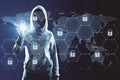 Hacker using padlock interface Royalty Free Stock Photo